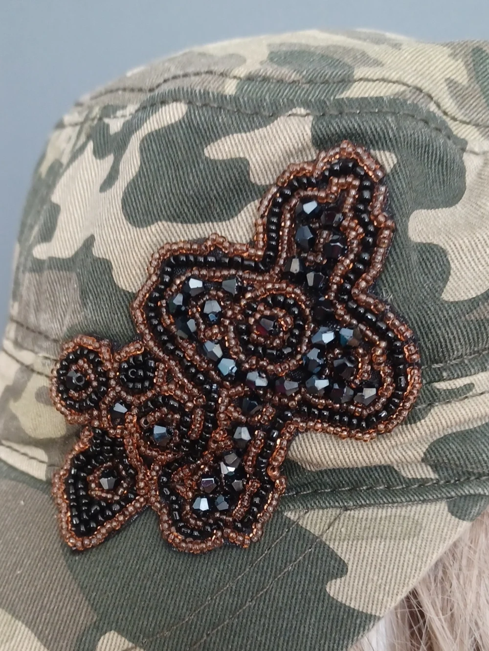 Military Style Camo Hat With Sparkly Accent